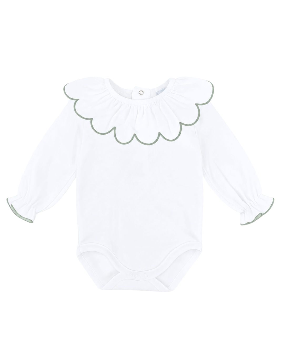 Body Bambula Bordado Manga Larga Verde Empolvado - Babidu
