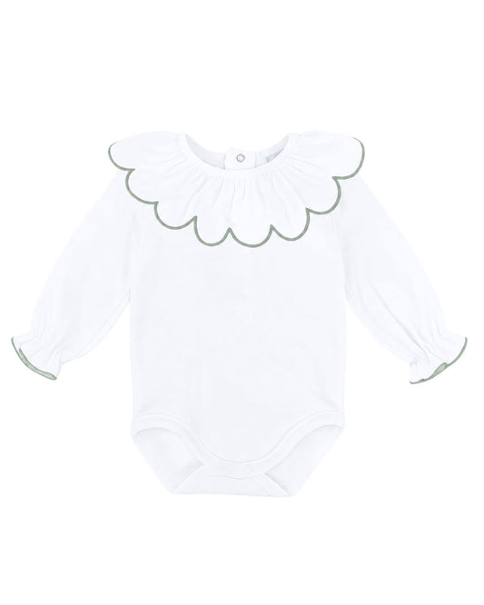 Body Bambula Bordado Manga Larga Verde Empolvado - Babidu