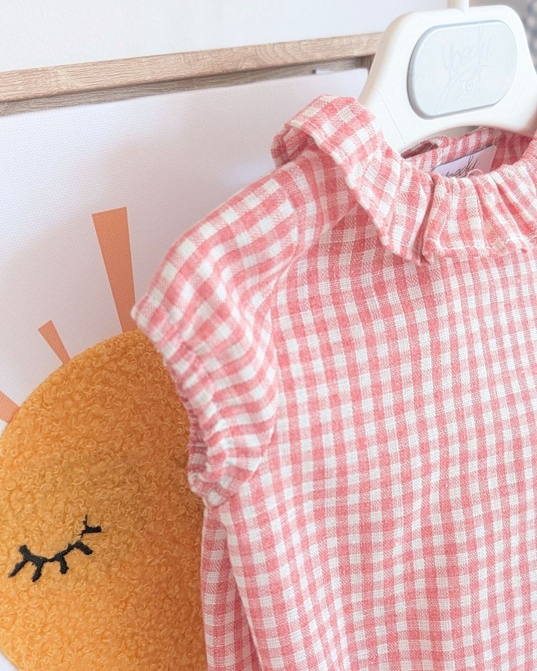 Body Bebe Cuadro Vichy Coral Familia Mayólica 3980VER-26 - Yoedu