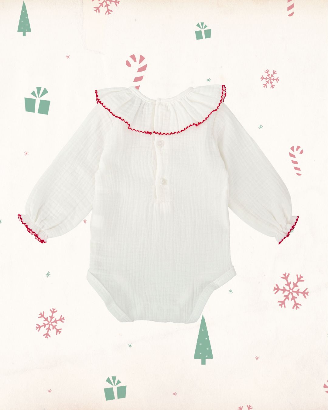 Body Bebe Navidad Bambula Cuello Volante Laponia - Babidu