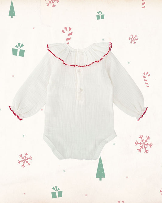 Body Bebe Navidad Bambula Cuello Volante Laponia - Babidu
