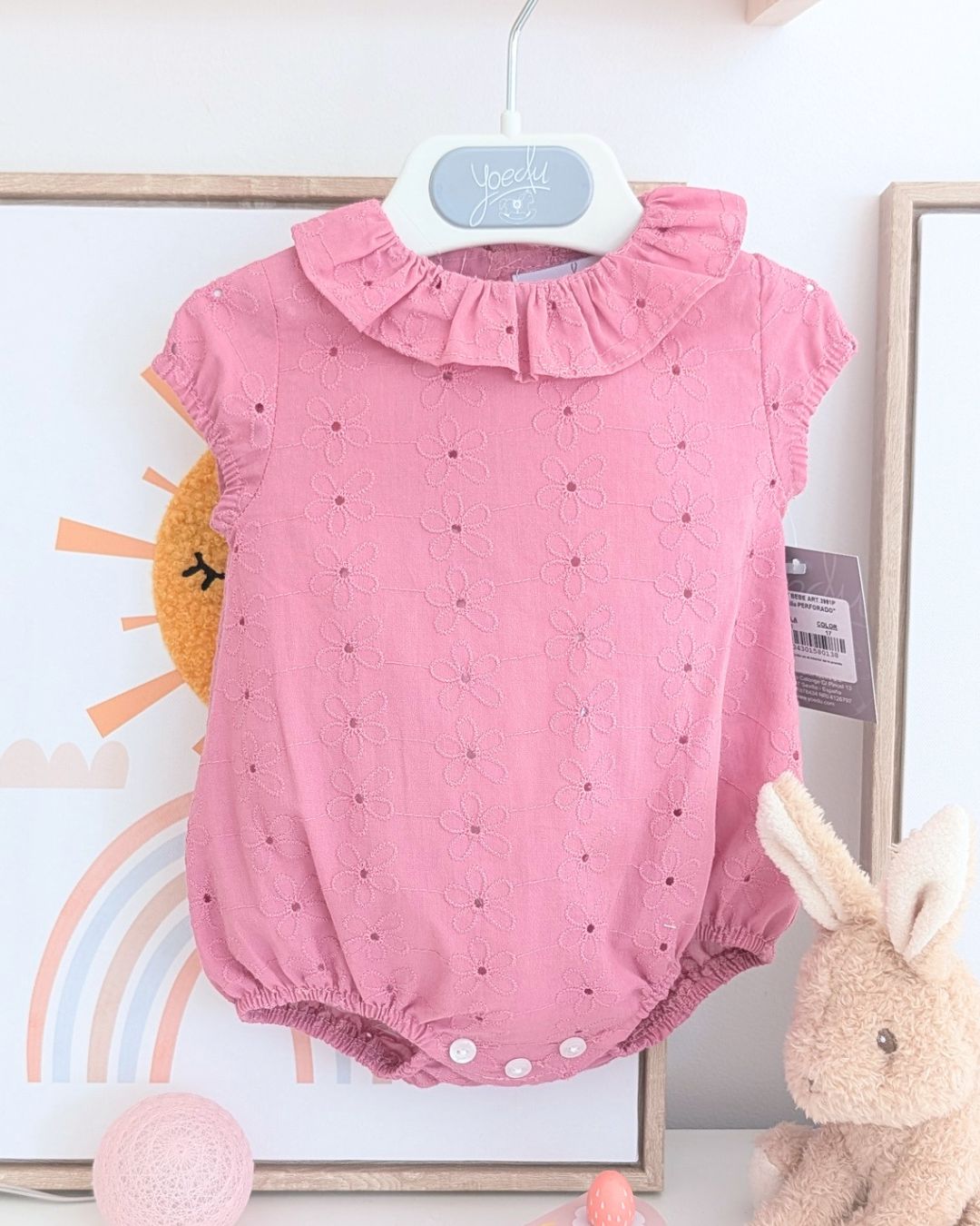 Body Bebe Perforado Rosa Dulce 3981PVER-26 - Yoedu