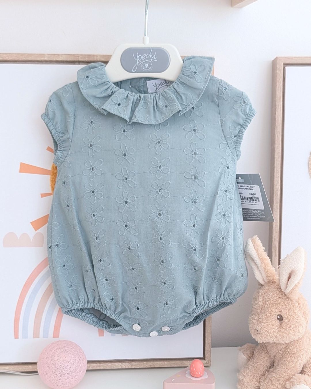 Body Bebe Perforado Verde Agua 3981PVER-26 - Yoedu