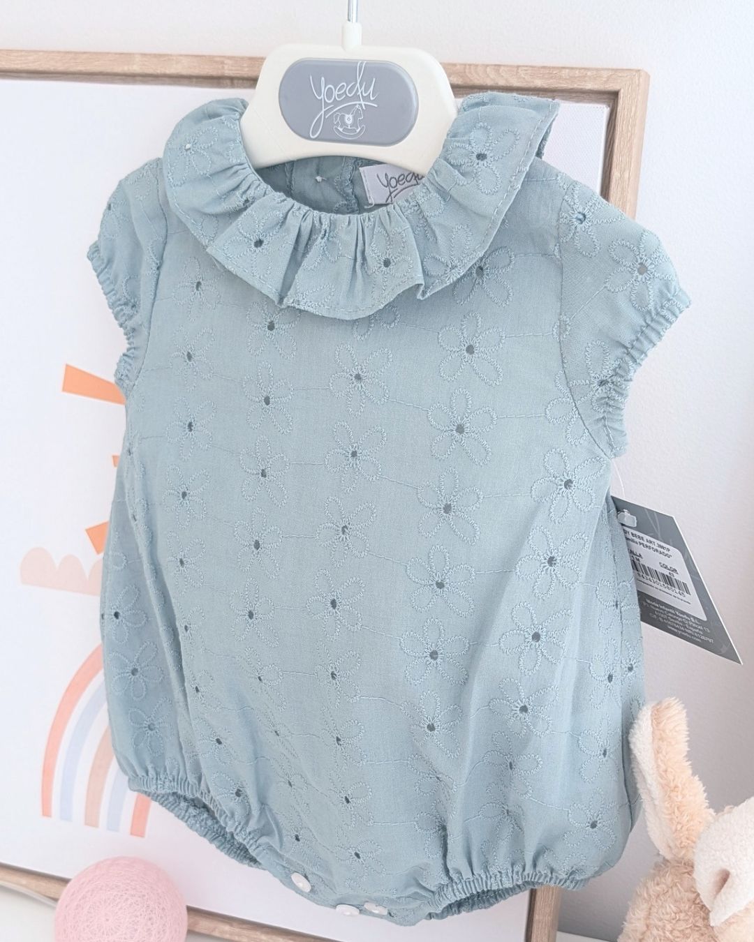Body Bebe Perforado Verde Agua 3981PVER-26 - Yoedu