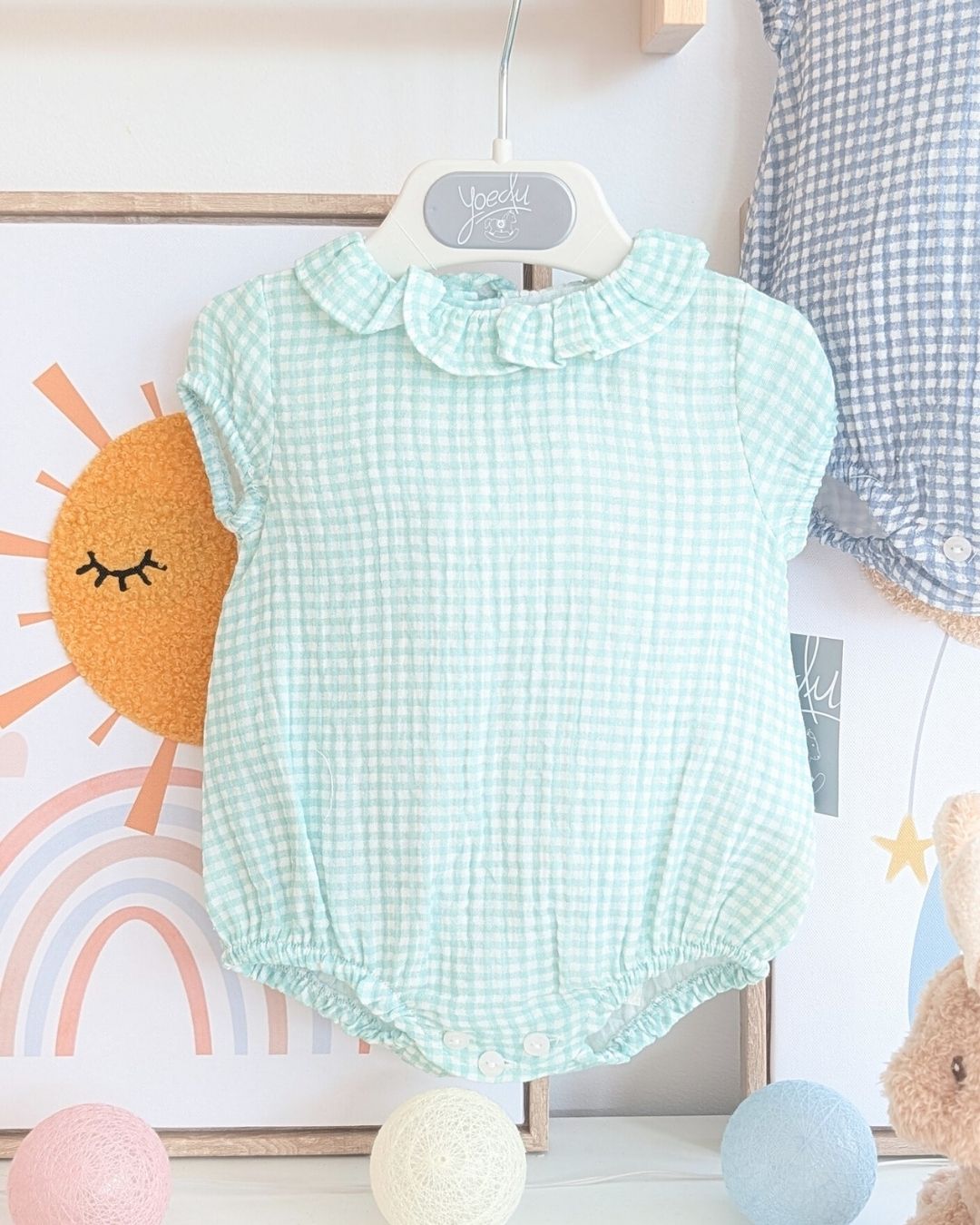 Body Bebe Vichy Verde Agua 3974VER-26 - Yoedu