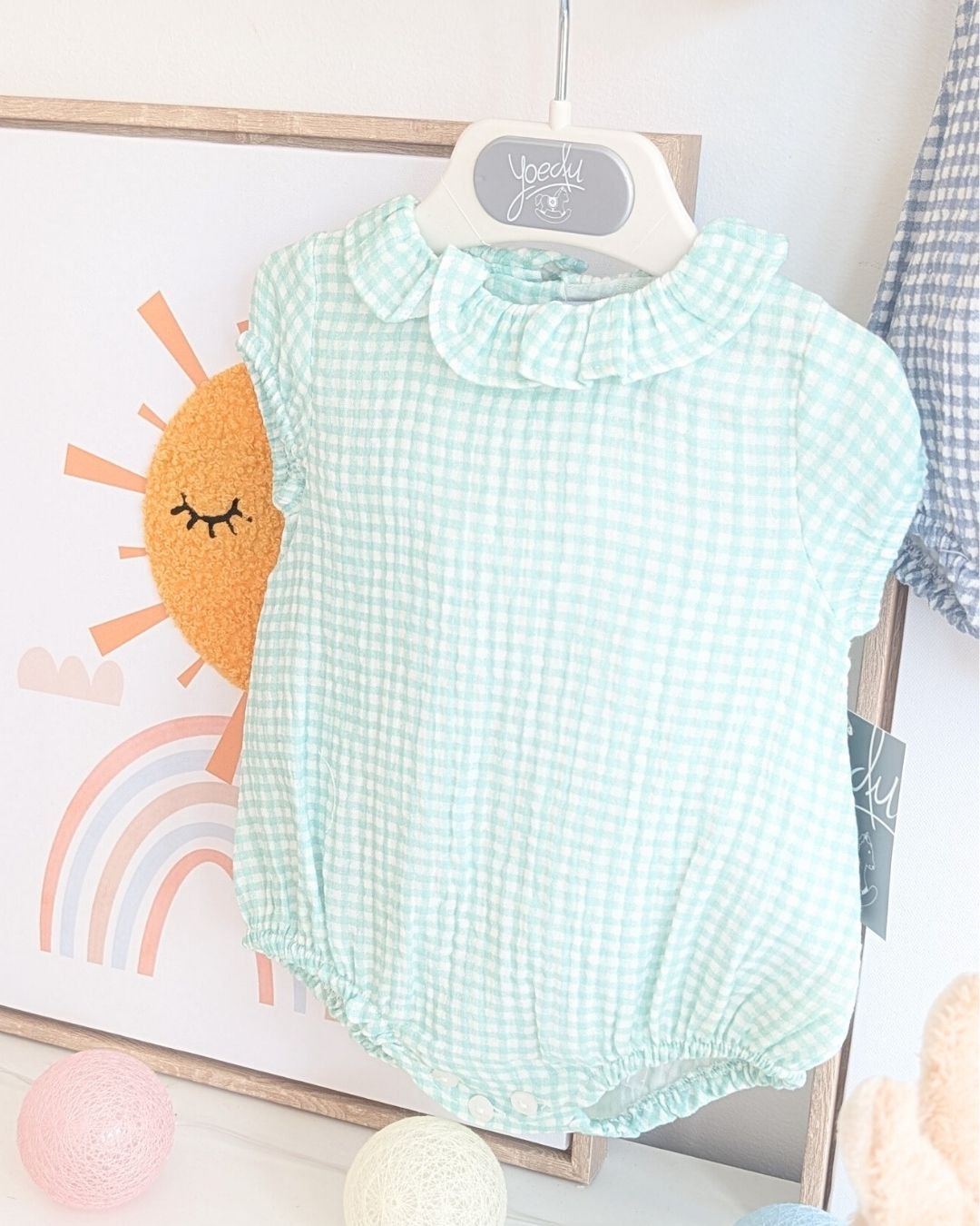 Body Bebe Vichy Verde Agua 3974VER-26 - Yoedu