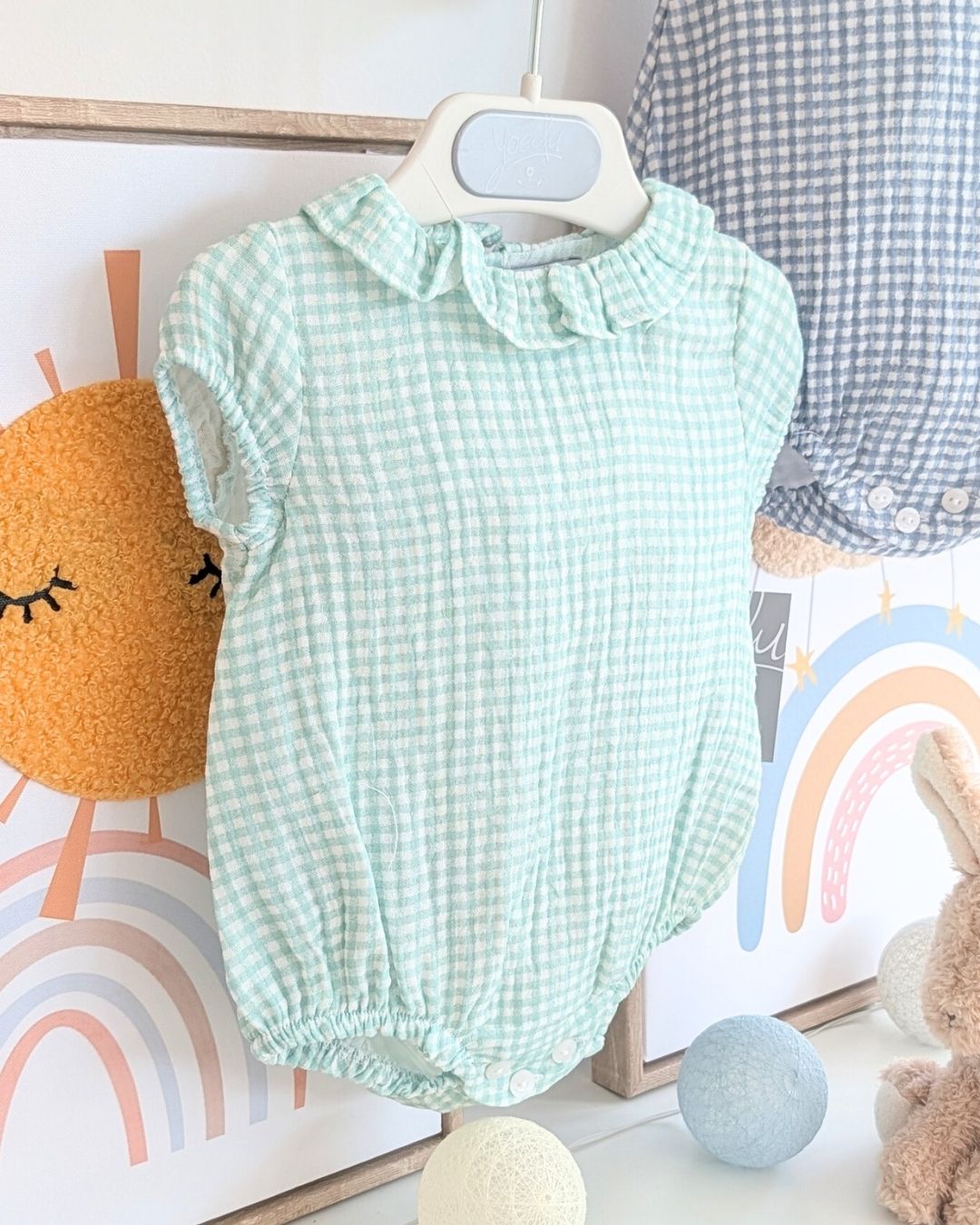 Body Bebe Vichy Verde Agua 3974VER-26 - Yoedu