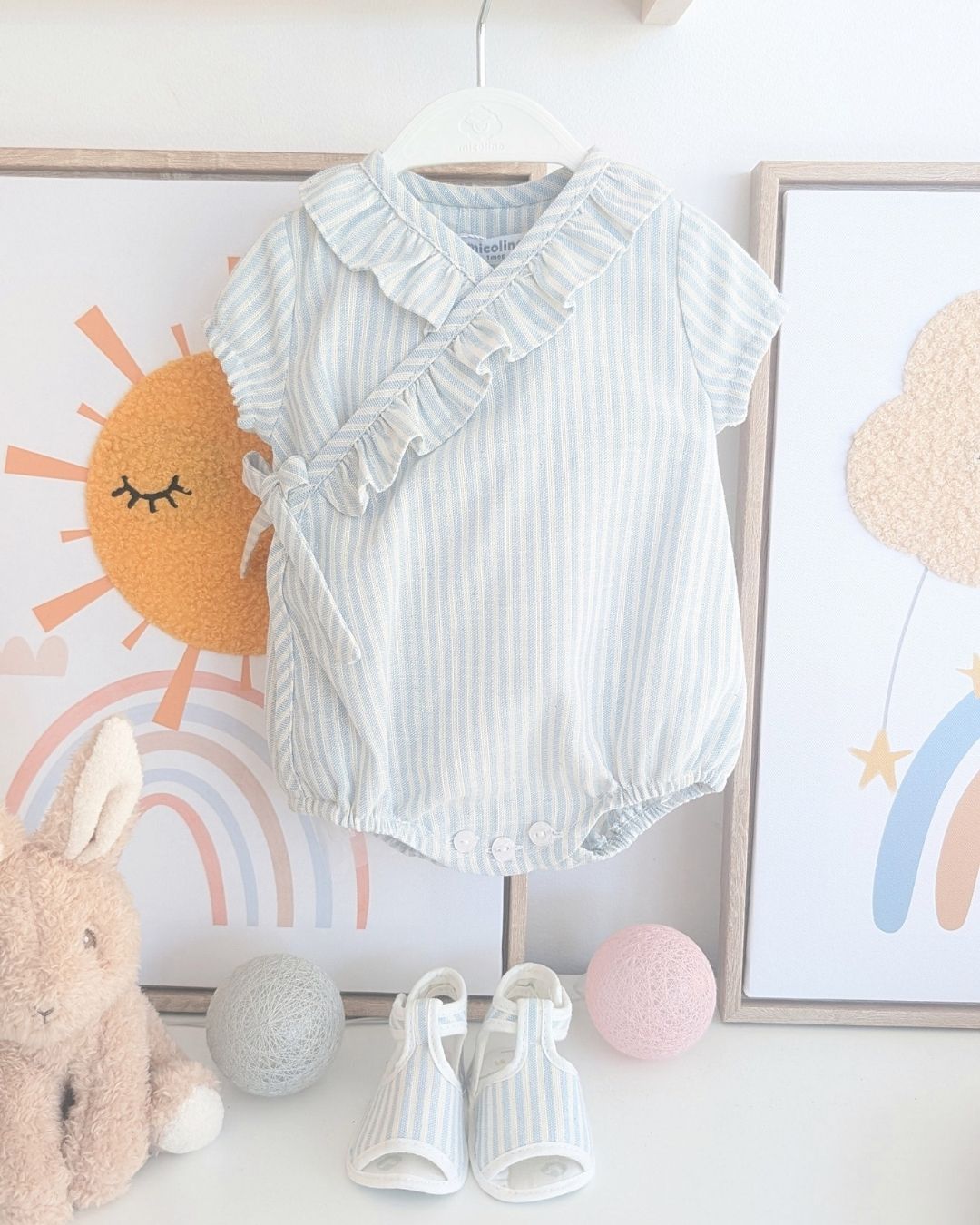 Body Cruzado RAYAS Celeste Empolvado ART.4629 - Micolino