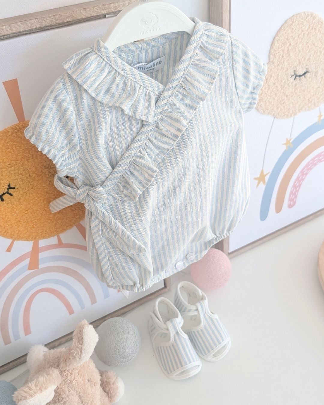 Body Cruzado RAYAS Celeste Empolvado ART.4629 - Micolino