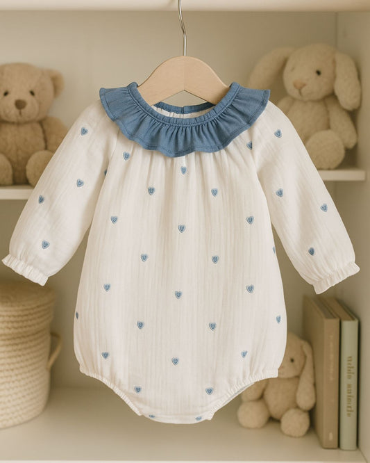  Body Bebé Corazones Azul Familia Algodón – Yoedu Moda Infantil