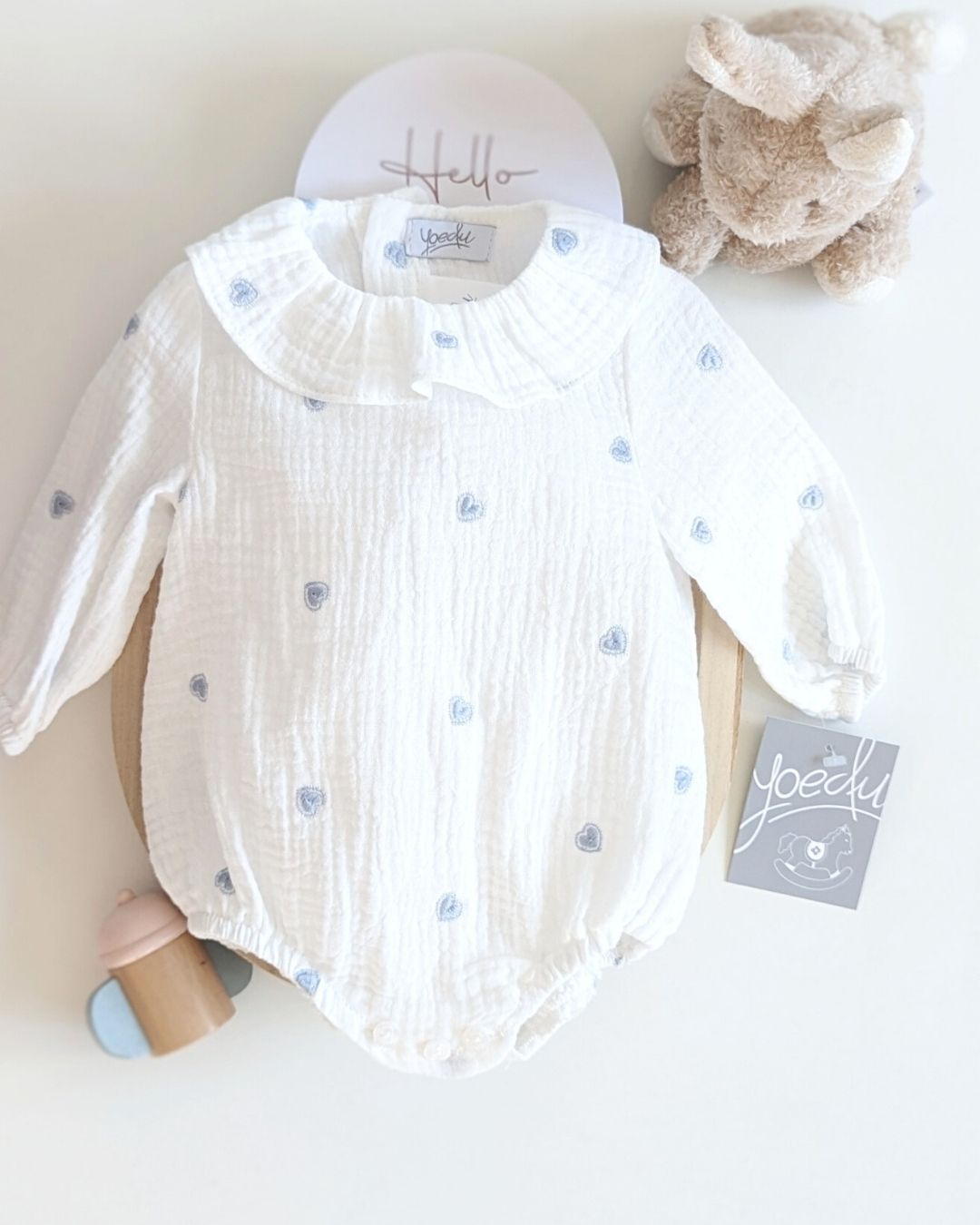 Body Bebé Celeste Familia Algodón - Yoedu