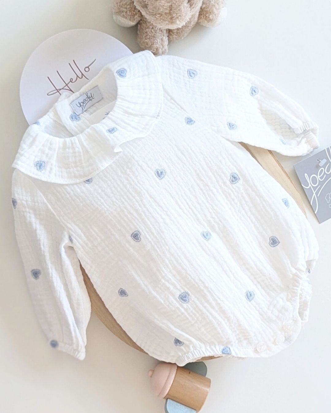 Body Bebé Celeste Familia Algodón - Yoedu