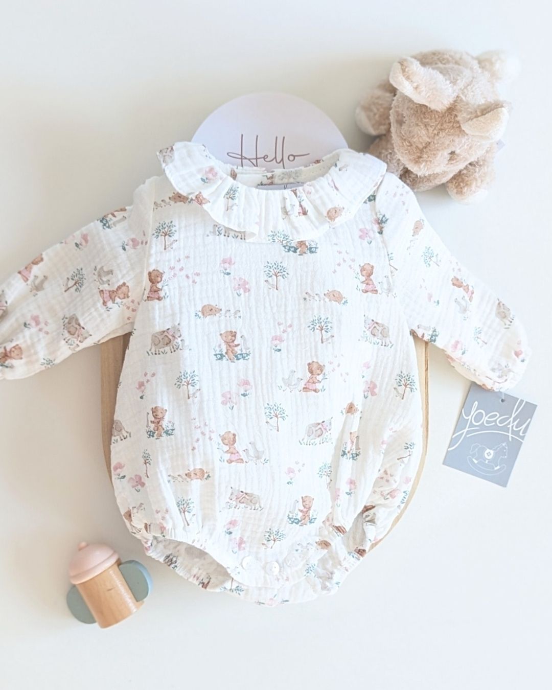 Body Bebé Ositos Rosa Familia Muselina - Yoedu