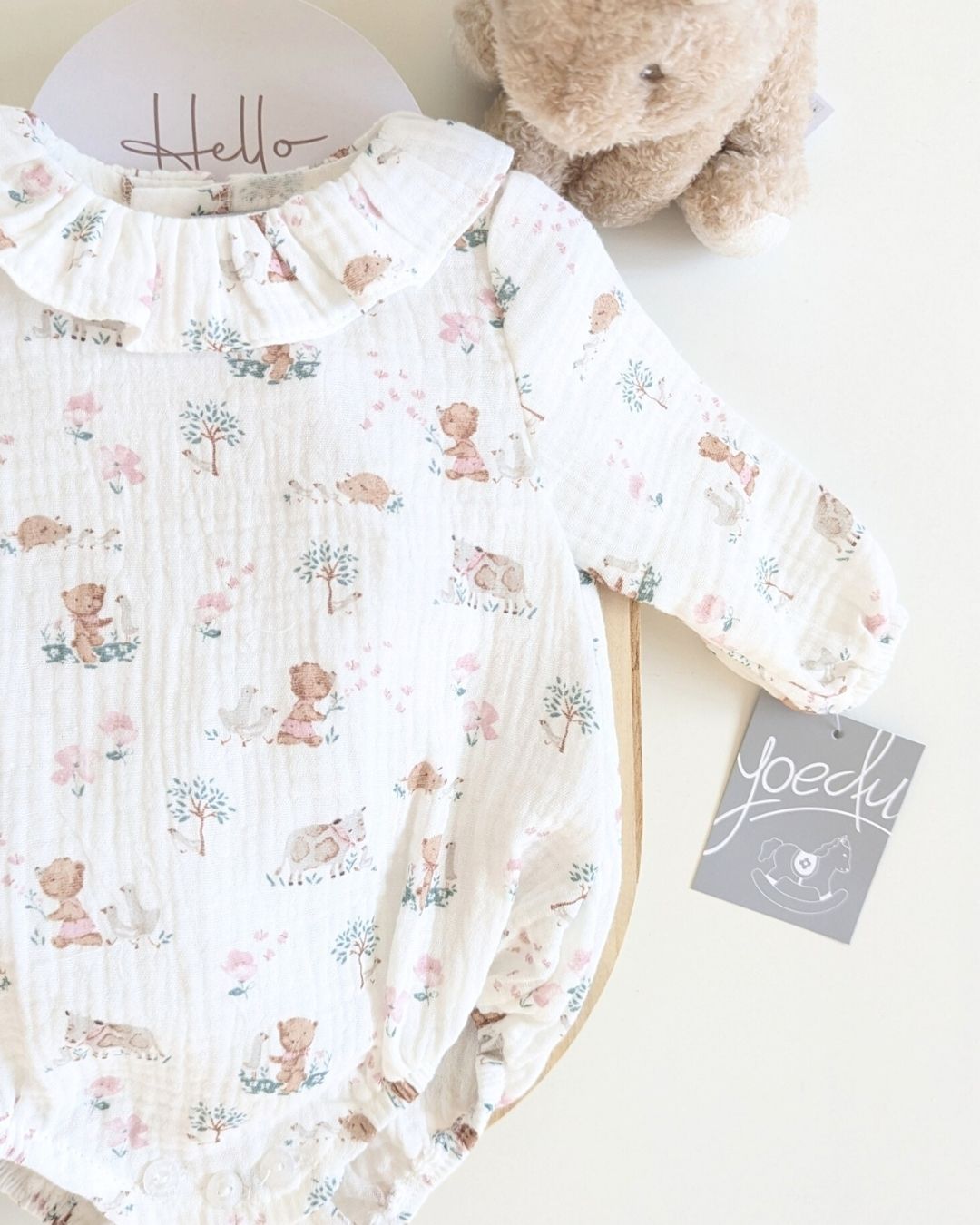 Body Bebé Ositos Rosa Familia Muselina - Yoedu