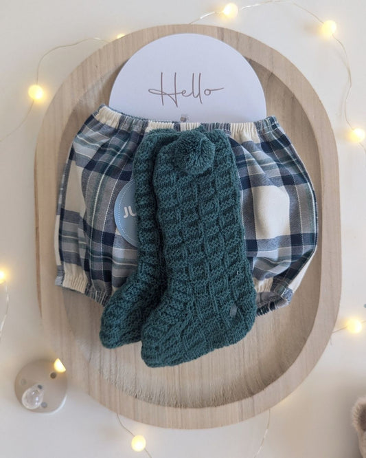 Bota Bebé Cuadritos Verde Musgo 25730 - Juliana