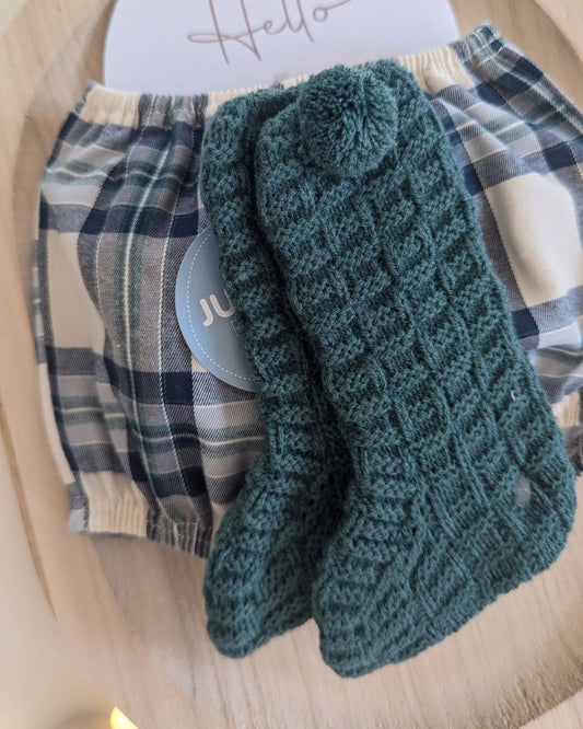 Bota Bebé Cuadritos Verde Musgo 25730 - Juliana