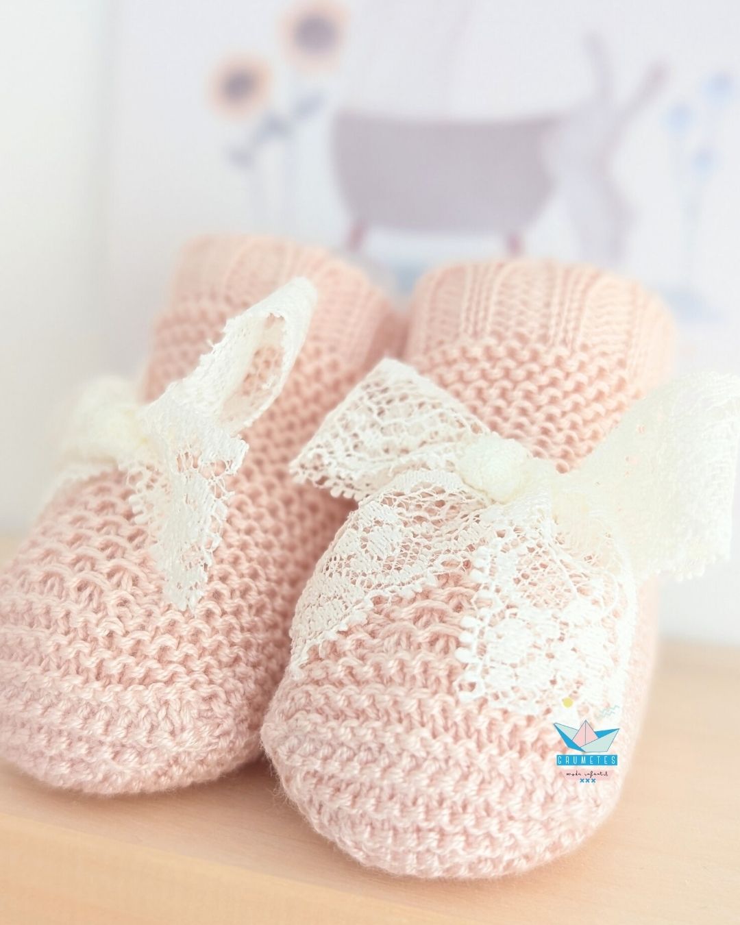 Bota Bebé Puntilla Rosa Palo - Juliana