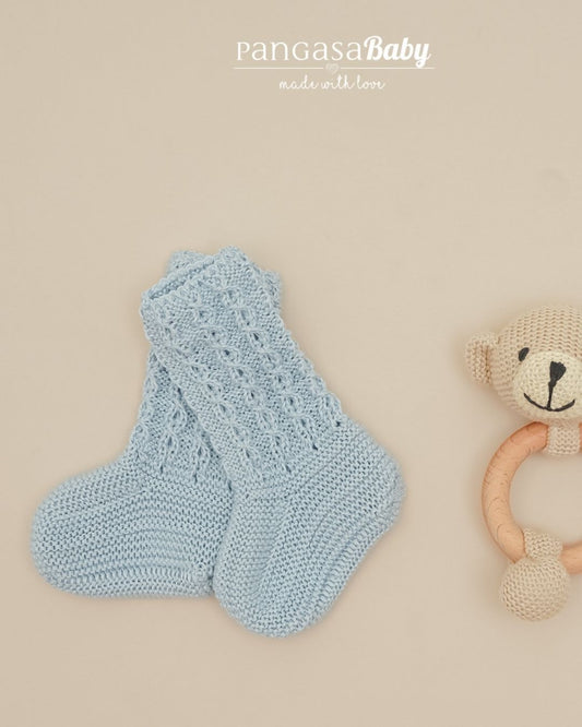 Botitas Calcetín Ochos Verano Celeste Empolvado - Pangasa Baby
