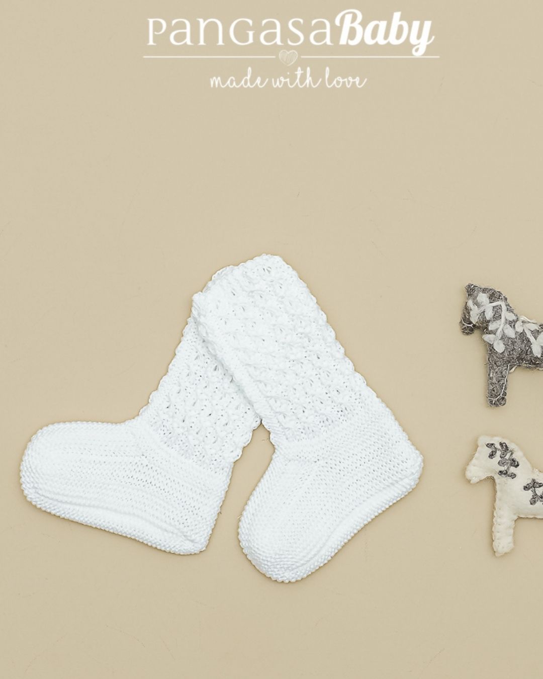 Botitas Calcetín Ochos Verano Marfil - Pangasa Baby