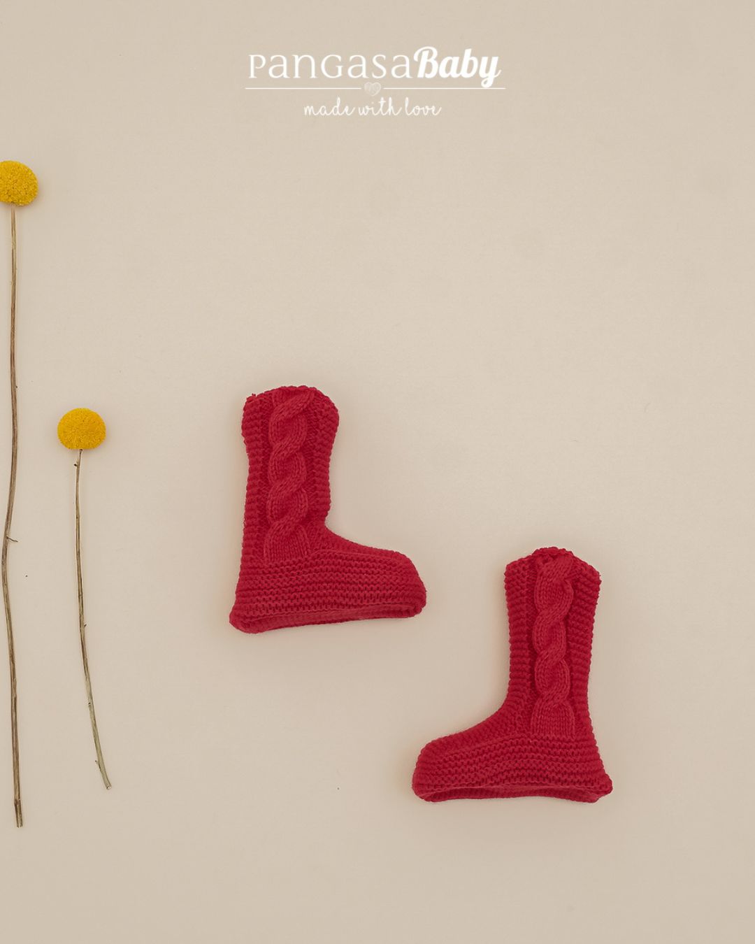 Botitas Flores Granate Cereza 💖 Rouge Couture - Pangasa Baby