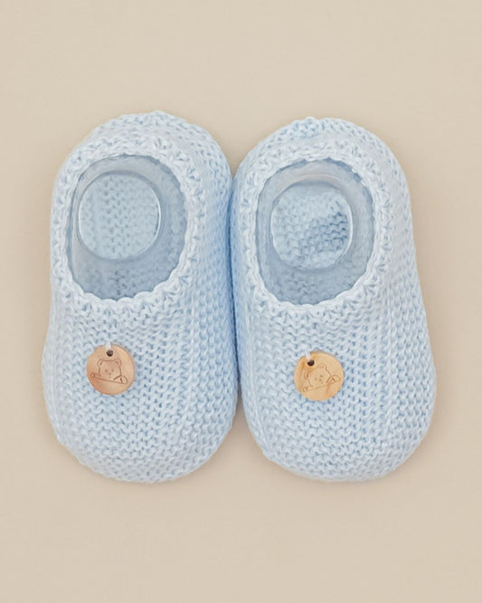 Botitas Zapatito Medalla Celeste Bebé - Pangasa Baby