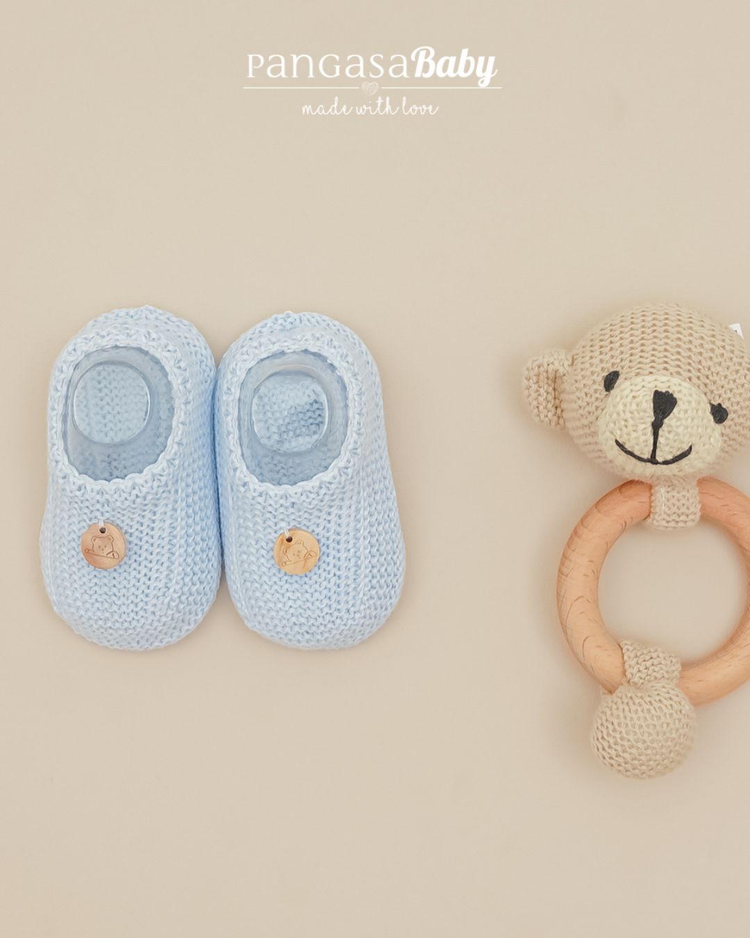 Botitas Zapatito Medalla Celeste Bebé - Pangasa Baby