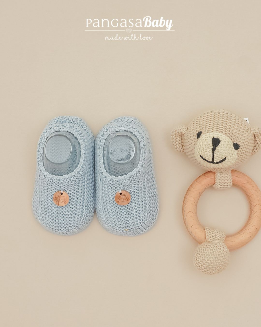 Botitas Zapatito Medalla Celeste Empolvado - Pangasa Baby