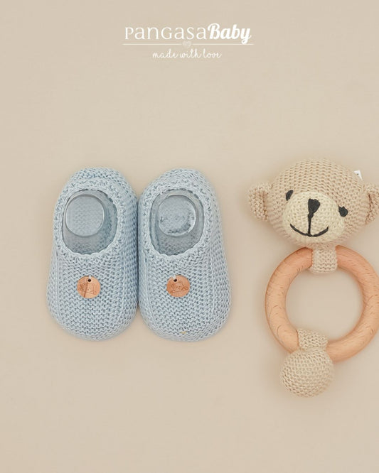 Botitas Zapatito Medalla Celeste Empolvado - Pangasa Baby