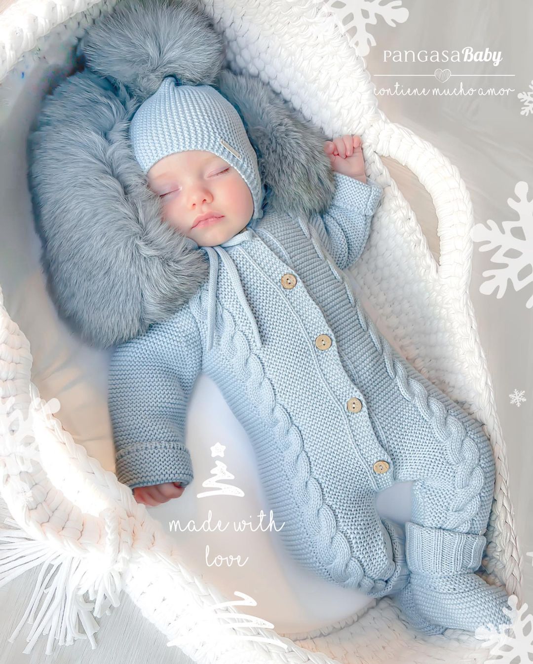 Buzo Ochos Pelo Natural sintetico Celeste Empolvado - Pangasa Baby