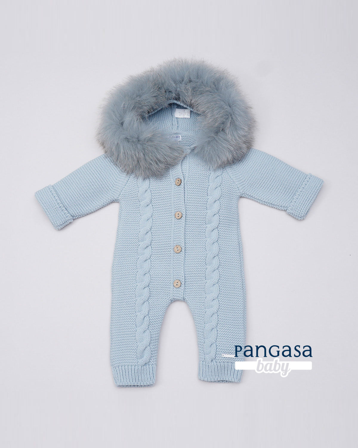 Buzo bebé Ochos Pelo Natural Sintetico Celeste Empolvado - Pangasa Baby