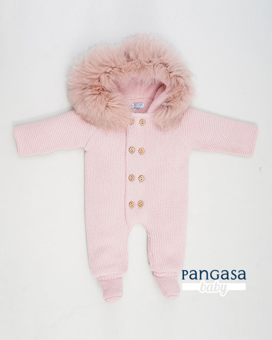 Buzo Punto Doble Pelo sintetico natural Rosa Empolvado - Pangasa Baby