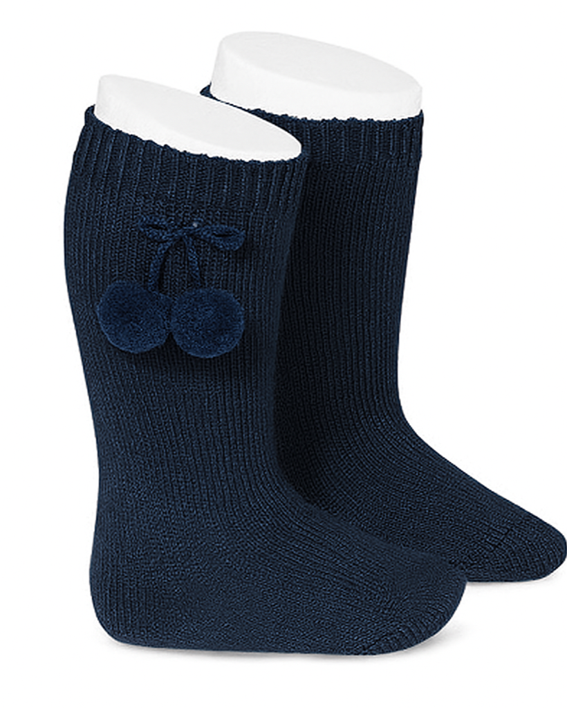 Calcetin Alto Algodón Con Borlas Marino 480 - Cóndor