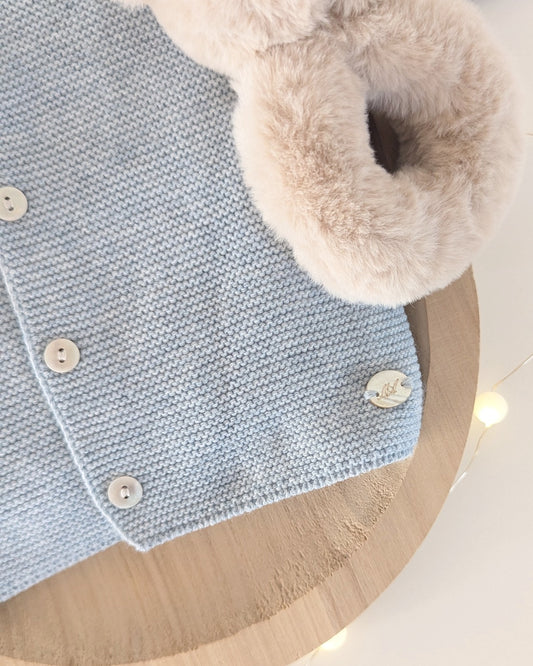 Cardigan Largo York Celeste Grisáceo - Martin Aranda