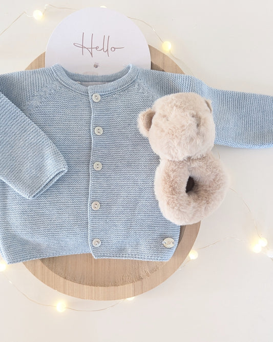 Cardigan Largo York Celeste Grisáceo - Martin Aranda