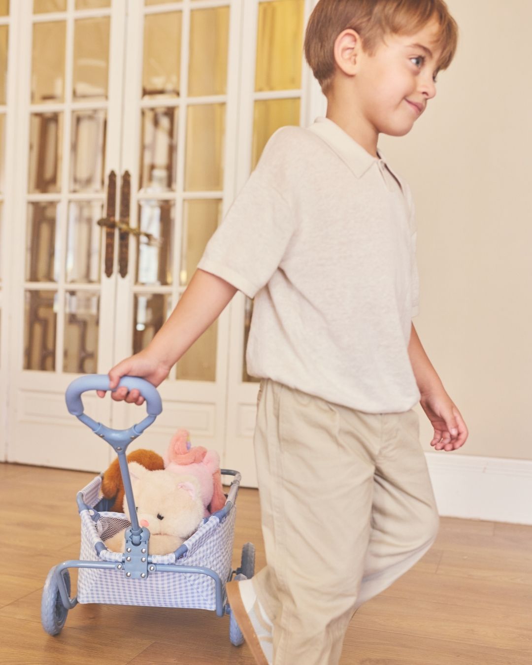 Carrito Para Juguetes Vichy Blue - Monnëka Tutete