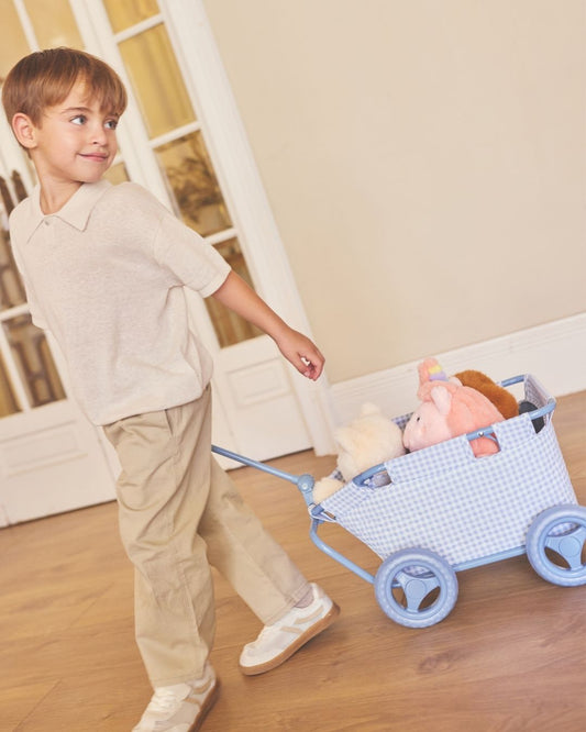 Carrito Para Juguetes Vichy Blue - Monnëka Tutete