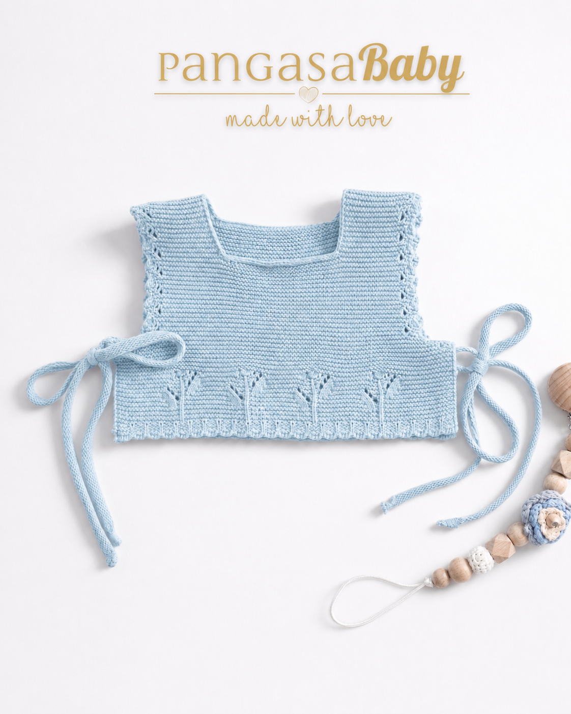 Chaleco Punto Celeste Empolvado - Basic Collection Pangasa Baby