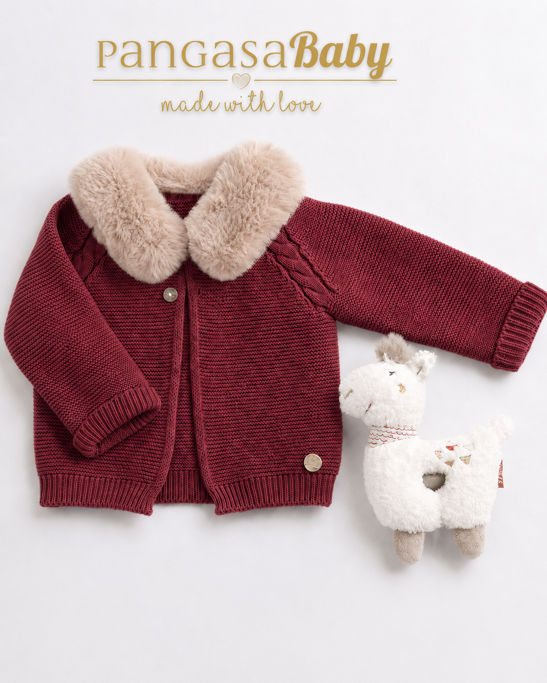 Chaqueta Cuello Pelito Granate - Pangasa Baby