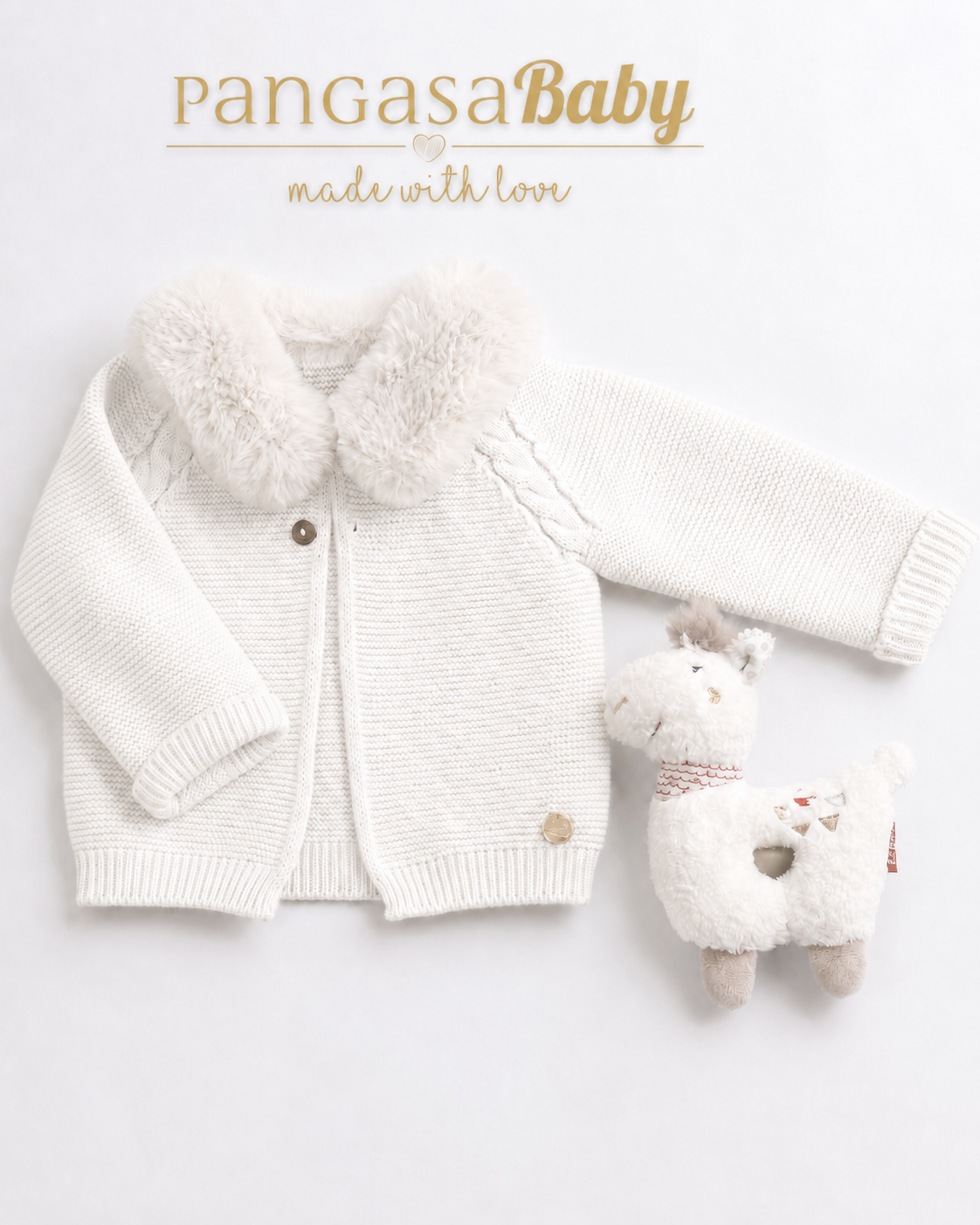 Chaqueta Cuello Pelito Marfil - Pangasa Baby