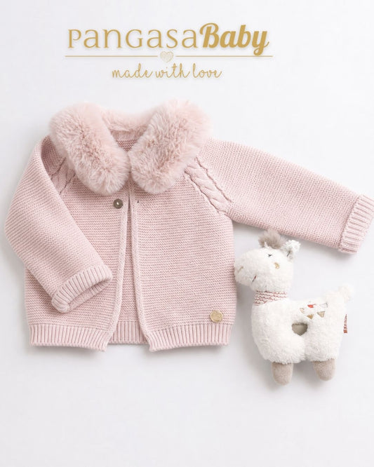 Chaqueta Cuello Pelito Rosa Empolvado - Pangasa Baby