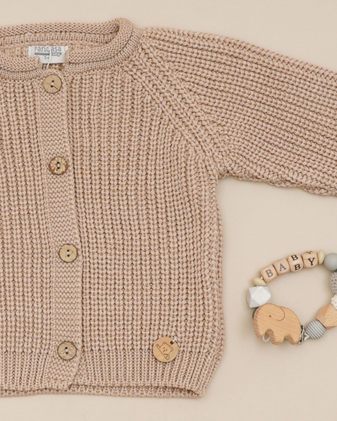 Chaqueta Punto Perlado Arena - Pangasa Baby