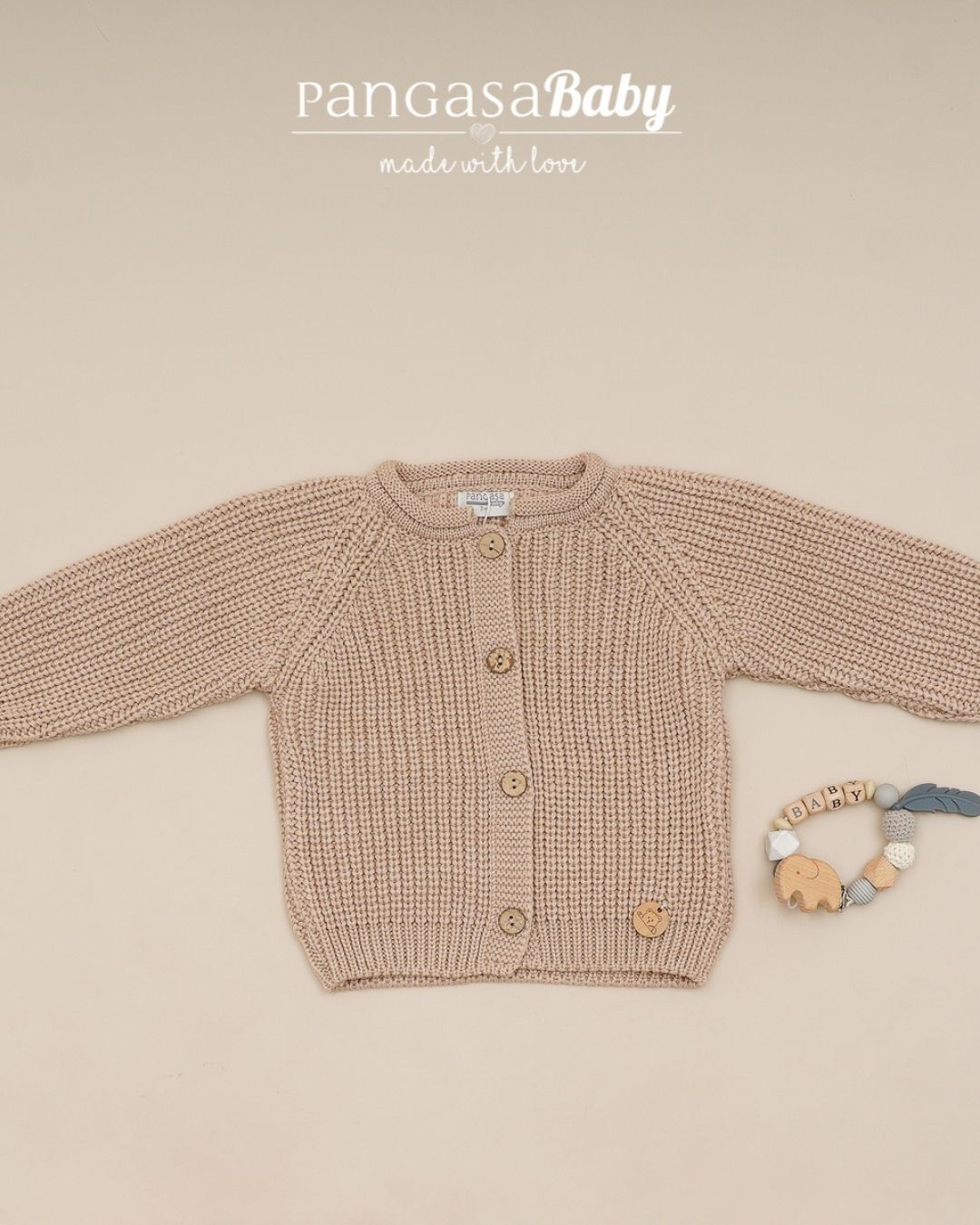 Chaqueta Punto Perlado Arena - Pangasa Baby