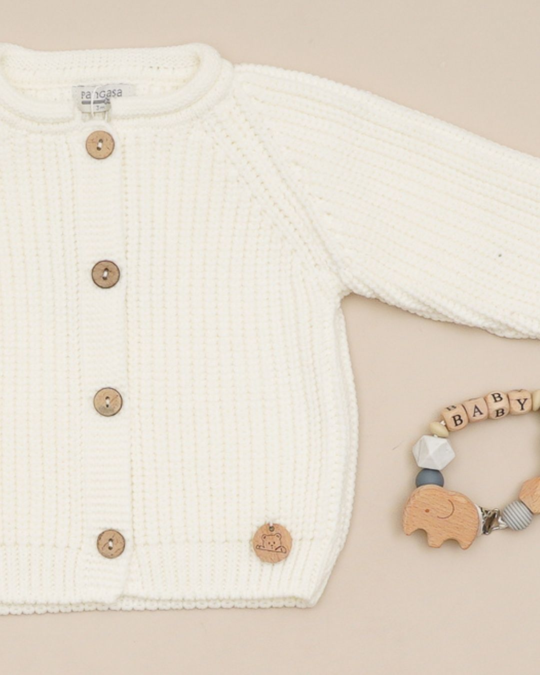 Chaqueta Punto Perlado Marfil - Pangasa Baby