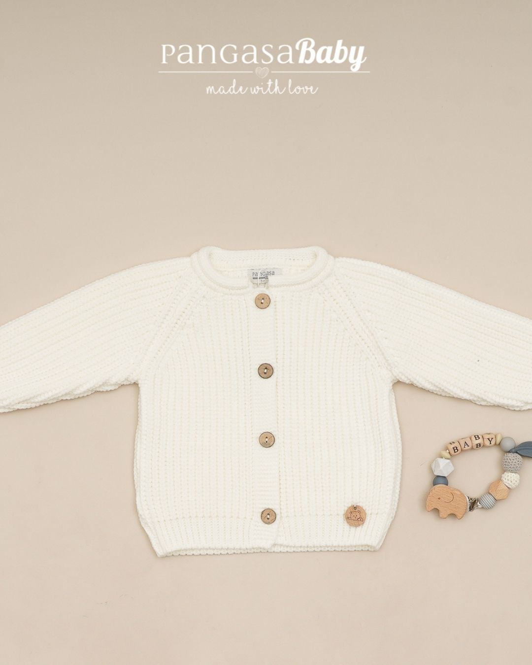 Chaqueta Punto Perlado Marfil - Pangasa Baby