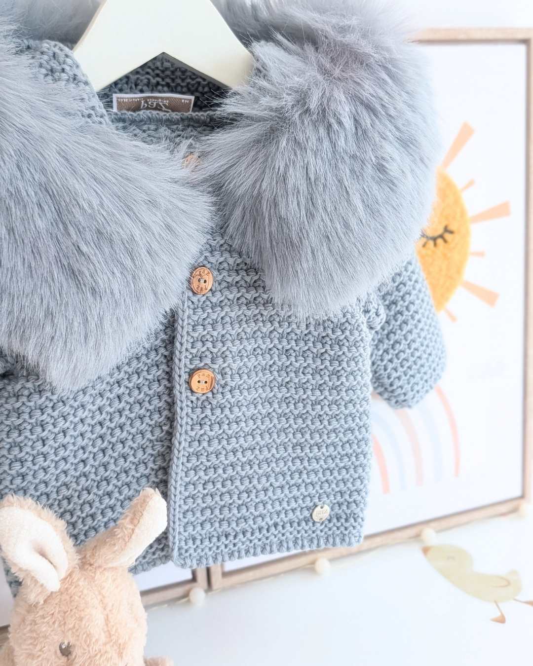 Chaquetón Pelo Esencial Azul Mineral - Paz Rodriguez
