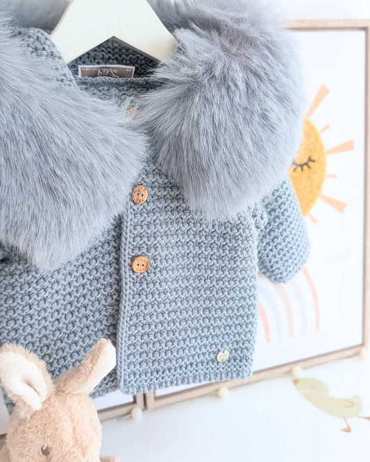 Chaquetón Pelo Esencial Azul Mineral - Paz Rodriguez