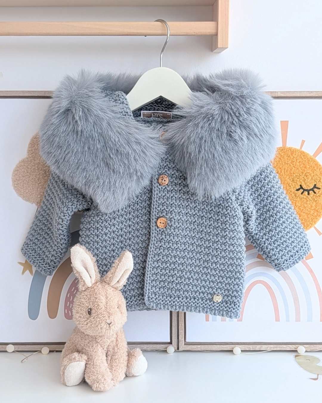 Chaquetón Pelo Esencial Azul Mineral - Paz Rodriguez