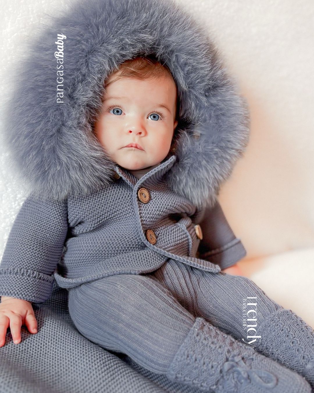 Trenka Luxury Pelo Sinteitco Natural Azul Bruma - Pangasa Baby