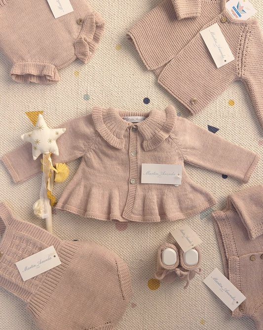 Cárdigan Largo niña Azur Rosa Empolvado - Martín Aranda