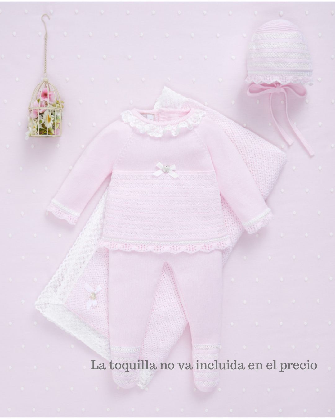 Conjunto ALAIA Jubón, polaina y capota Rosa Tiza - Paz Rodriguez